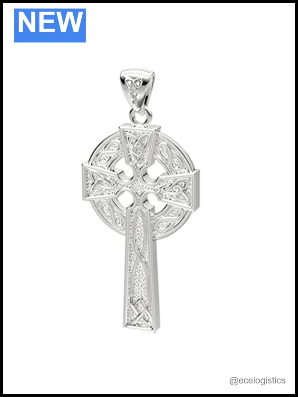 925 Sterling Silver Celtic Knot Cross Pendant Polished Finish 1.625in